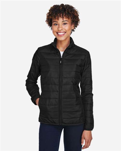 Core 365 CE700W Women's Prevail Packable Puffer Jacket - Black - model front