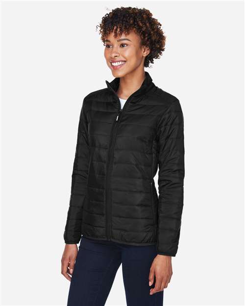 Core 365 CE700W Women's Prevail Packable Puffer Jacket - Black - model side