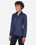 Core 365 CE700W Women's Prevail Packable Puffer Jacket - Classic Navy - model side