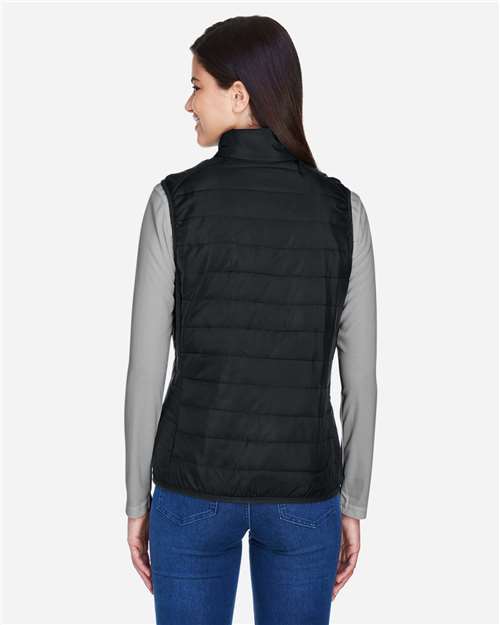 Core 365 CE702W Women's Prevail Packable Puffer Vest - Black - model back
