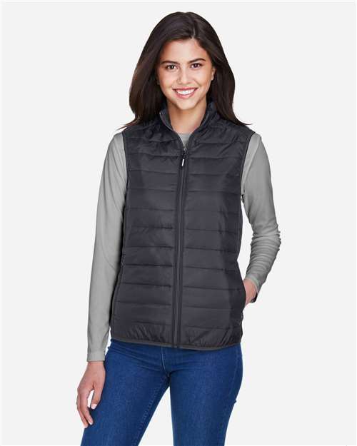 Core 365 CE702W Women's Prevail Packable Puffer Vest - Carbon - model front