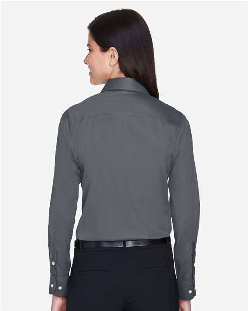 Devon & Jones DG530W Women's Crown Collection Solid Stretch Twill Woven Dress Shirt - Graphite - model back