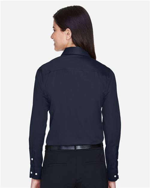 Devon & Jones DG530W Women's Crown Collection Solid Stretch Twill Woven Dress Shirt - Navy - model back