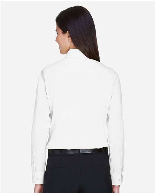 Devon & Jones DG530W Women's Crown Collection Solid Stretch Twill Woven Dress Shirt - White - model back
