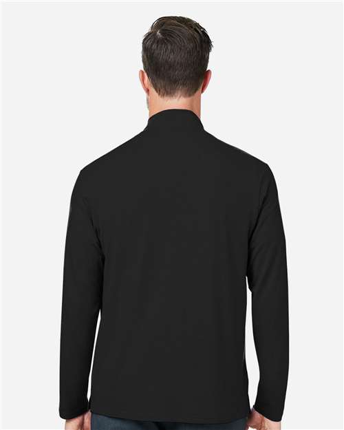 Devon & Jones DG425 Men's Raleigh Stretch Quarter-Zip Pullover - Black - model back