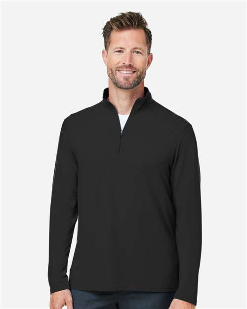 Devon & Jones DG425 Men's Raleigh Stretch Quarter-Zip Pullover - Black - model front