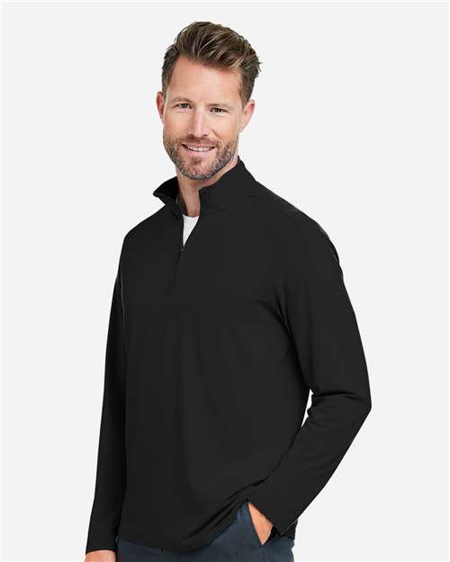 Devon & Jones DG425 Men's Raleigh Stretch Quarter-Zip Pullover - Black - model side