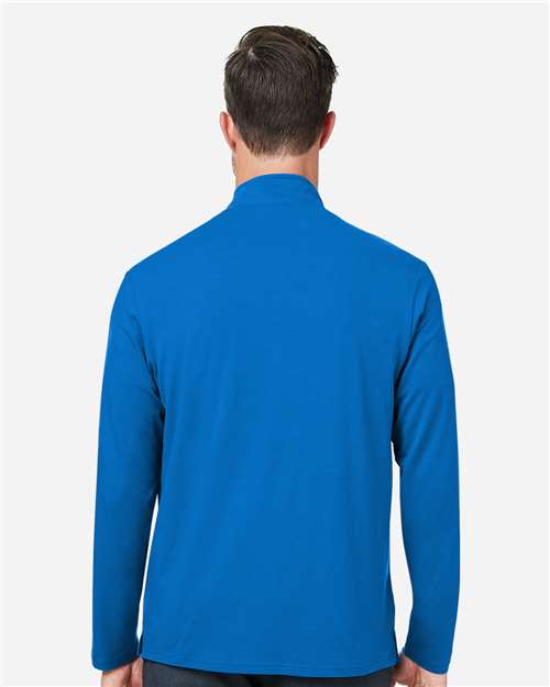 Devon & Jones DG425 Men's Raleigh Stretch Quarter-Zip Pullover - French Blue - model back