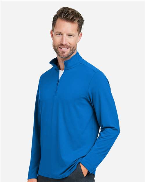 Devon & Jones DG425 Men's Raleigh Stretch Quarter-Zip Pullover - French Blue - model side