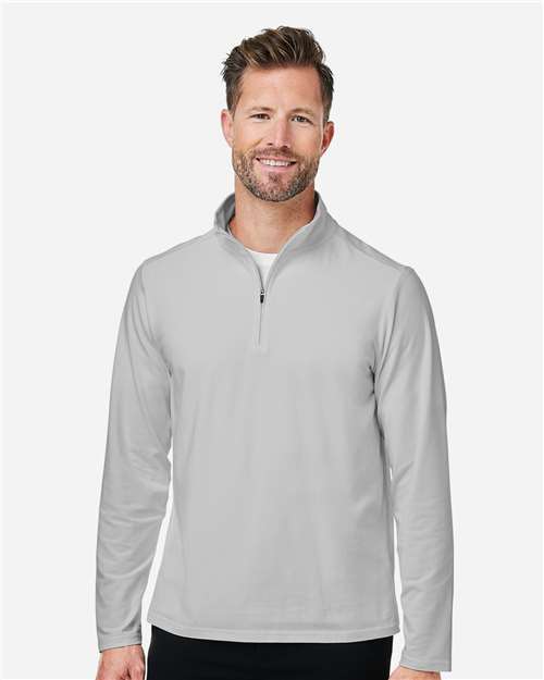 Devon & Jones DG425 Men's Raleigh Stretch Quarter-Zip Pullover - Grey - model front