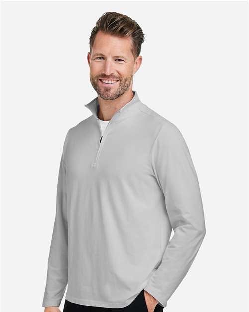 Devon & Jones DG425 Men's Raleigh Stretch Quarter-Zip Pullover - Grey - model side