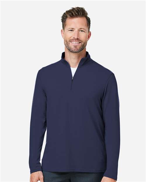 Devon & Jones DG425 Men's Raleigh Stretch Quarter-Zip Pullover - Navy - model front