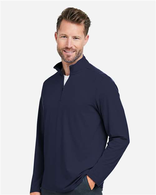 Devon & Jones DG425 Men's Raleigh Stretch Quarter-Zip Pullover - Navy - model side