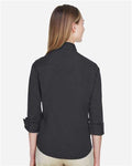 Devon & Jones DP625W Women's Perfect Fit Three-Quarter Sleeve Stretch Poplin Dress Shirt - Black - model back