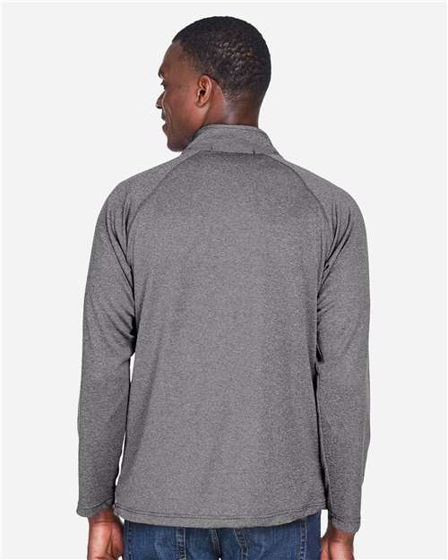 Devon & Jones DG420 Men's Stretch Tech-Shell Compass Full-Zip Jacket - Dark Grey Heather - model back