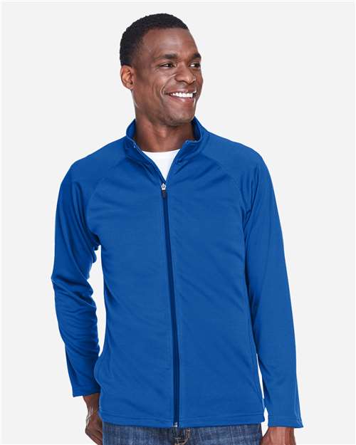 Devon & Jones DG420 Men's Stretch Tech-Shell Compass Full-Zip Jacket - True Royal - model front