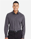 Devon & Jones DG535 Men's CrownLux Performance Tonal Mini Check Woven Dress Shirt - Carbon - model front
