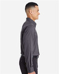 Devon & Jones DG535 Men's CrownLux Performance Tonal Mini Check Woven Dress Shirt - Carbon - model side