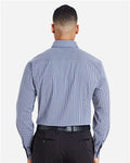 Devon & Jones DG535 Men's CrownLux Performance Tonal Mini Check Woven Dress Shirt - Navy - model back