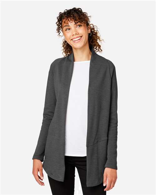 Devon & Jones DG481W Women's New Classics Charleston Cardigan - Black Melange - model front