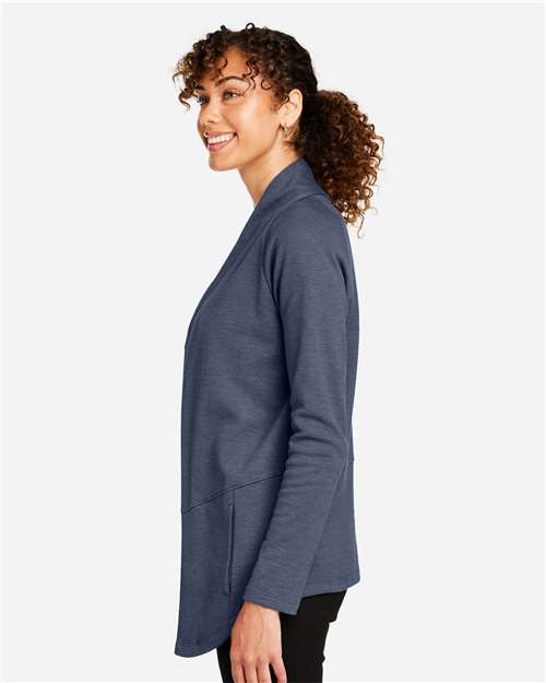 Devon & Jones DG481W Women's New Classics Charleston Cardigan - Navy Melange - model side