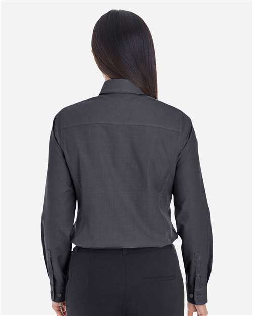 Devon & Jones DG532W Women's Crown Collection Royal Dobby Woven Dress Shirt - Black - model back
