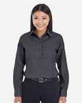 Devon & Jones DG532W Women's Crown Collection Royal Dobby Woven Dress Shirt - Black - model front