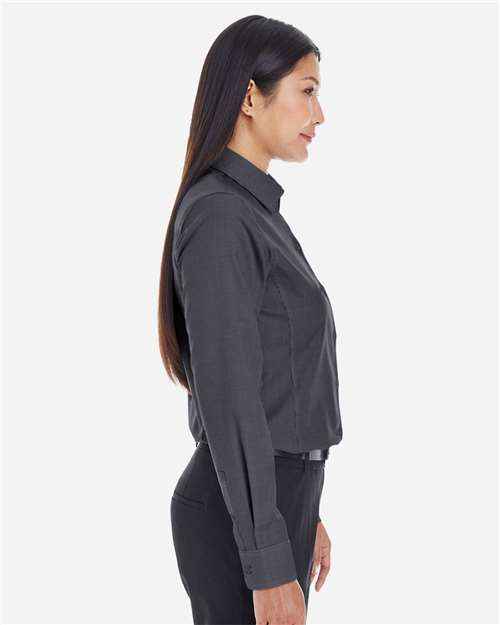 Devon & Jones DG532W Women's Crown Collection Royal Dobby Woven Dress Shirt - Black - model side