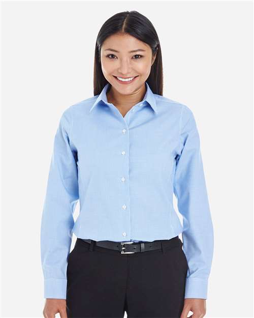 Devon & Jones DG532W Women's Crown Collection Royal Dobby Woven Dress Shirt - French Blue - model front
