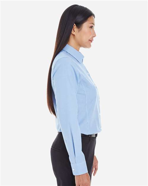 Devon & Jones DG532W Women's Crown Collection Royal Dobby Woven Dress Shirt - French Blue - model side