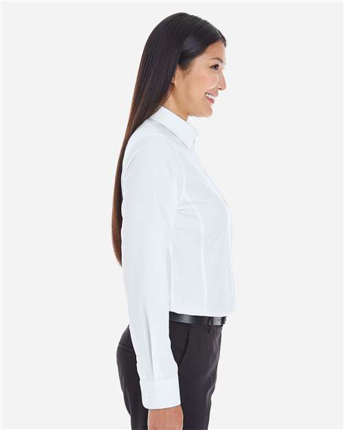 Devon & Jones DG532W Women's Crown Collection Royal Dobby Woven Dress Shirt - White - model side