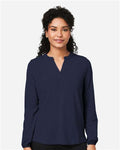 Devon & Jones DP122W Women's Raleigh Half-Placket Knit Top - Navy - model front