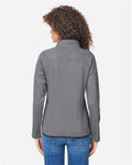 Core 365 CE72W Women's Venture Heathered Stripe Full-Zip Jacket - Black/ White - model back