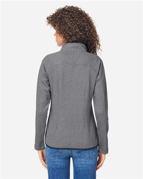 Core 365 CE72W Women's Venture Heathered Stripe Full-Zip Jacket - Black/ White - model back