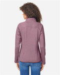 Core 365 CE72W Women's Venture Heathered Stripe Full-Zip Jacket - Burgundy/ White - model back