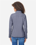 Core 365 CE72W Women's Venture Heathered Stripe Full-Zip Jacket - Classic Navy/ White - model back