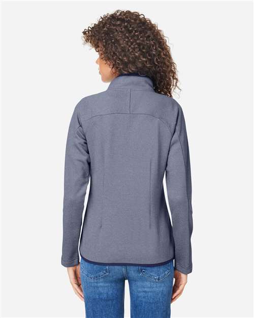 Core 365 CE72W Women's Venture Heathered Stripe Full-Zip Jacket - Classic Navy/ White - model back