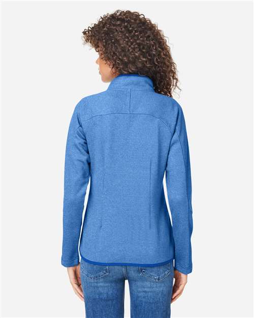 Core 365 CE72W Women's Venture Heathered Stripe Full-Zip Jacket - True Royal/ White - model back