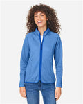 Core 365 CE72W Women's Venture Heathered Stripe Full-Zip Jacket - True Royal/ White - model front