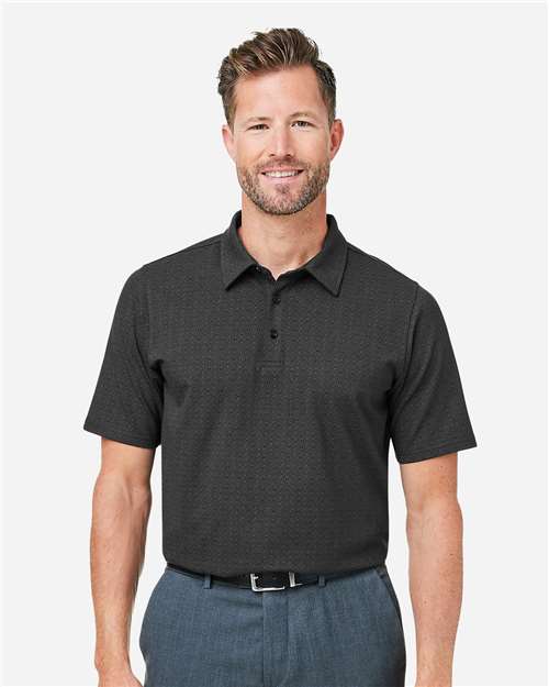 Devon & Jones DG101 Men's Crownlux Performance Geo Polo - Black/ Graphite - model front