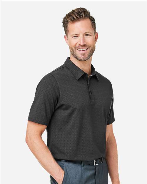 Devon & Jones DG101 Men's Crownlux Performance Geo Polo - Black/ Graphite - model side