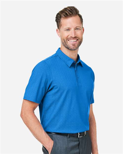 Devon & Jones DG101 Men's Crownlux Performance Geo Polo - French Blue/ Crystal Blue - model side