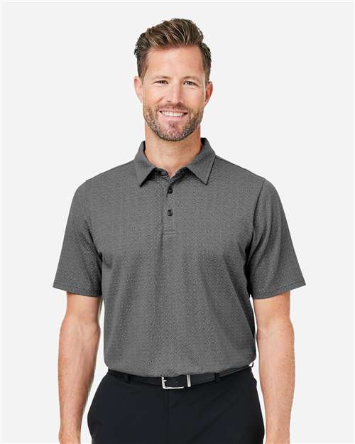 Devon & Jones DG101 Men's Crownlux Performance Geo Polo - Graphite/ Silver - model front