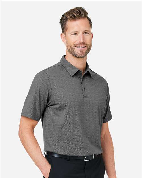 Devon & Jones DG101 Men's Crownlux Performance Geo Polo - Graphite/ Silver - model side