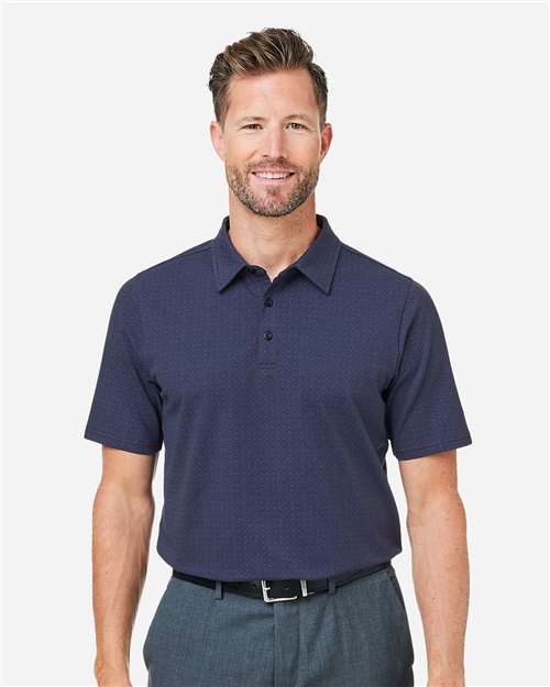 Devon & Jones DG101 Men's Crownlux Performance Geo Polo - Navy/ French Blue - model front