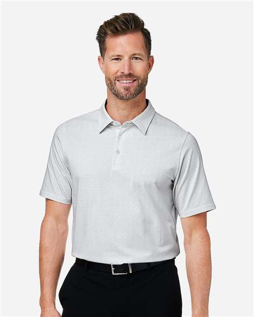 Devon & Jones DG101 Men's Crownlux Performance Geo Polo - White/ Silver - model front