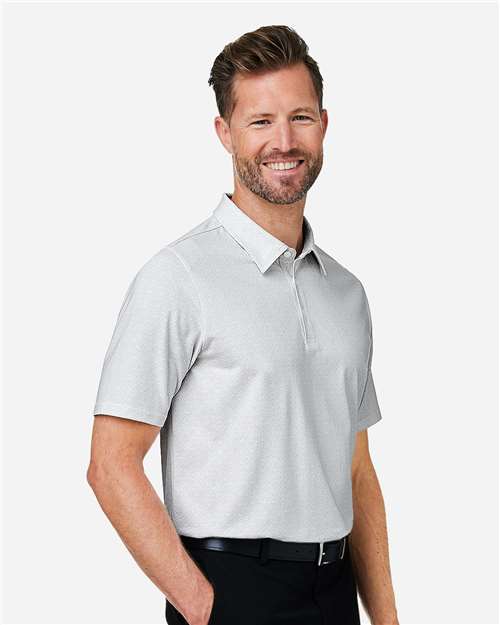 Devon & Jones DG101 Men's Crownlux Performance Geo Polo - White/ Silver - model side