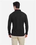 Core 365 CE112L Men's Fusion ChromaSoft Long Sleeve Pique Polo - Black - model back