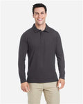 Core 365 CE112L Men's Fusion ChromaSoft Long Sleeve Pique Polo - Carbon - model front