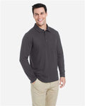 Core 365 CE112L Men's Fusion ChromaSoft Long Sleeve Pique Polo - Carbon - model side